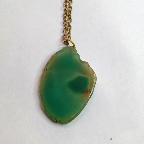 Green agate slice necklace - Picture 1 of 3